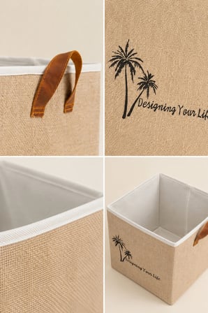 S+M 2li Jüt Saklama Kutusu Seti 20x20x20 ve 25x25x25 cm Dolap İçi Raf Düzenleyici Organizer Sepet