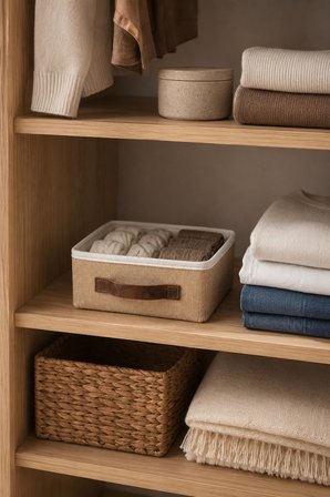 Kapaksız Jüt Düzenleyici S Boy 26x20x10 cm Dolap İçi Raf Banyo Aksesuar Organizer Saklama Kutusu