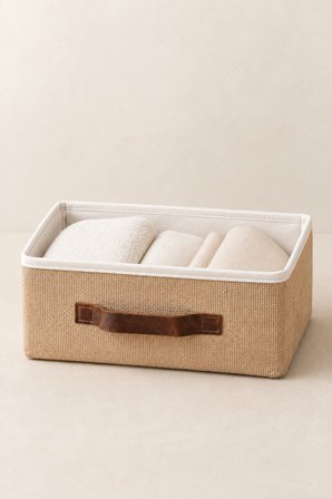 Kapaksız Jüt Düzenleyici Sepet M Boy 30x23x13 cm Dolap İçi Raf Banyo Organizer Saklama Kutusu