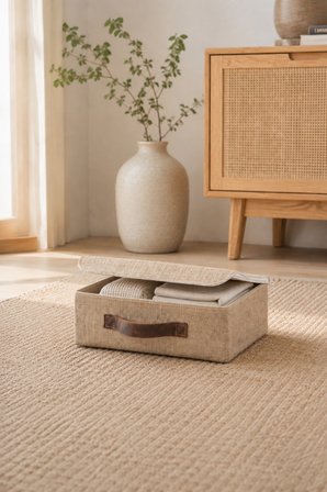 Jüt Düzenleyici Sepet S Boy 26x20x10 cm Dolap İçi Raf Banyo Makyaj ve Aksesuar Saklama Kutusu