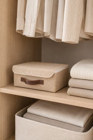 Jüt Düzenleyici Sepet S Boy 26x20x10 cm Dolap İçi Raf Banyo Makyaj ve Aksesuar Saklama Kutusu