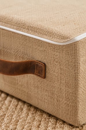 Kapaklı Jüt Düzenleyici Sepet M Boy 30x23x13 cm Dolap İçi Raf Banyo ve Aksesuar Saklama Kutusu