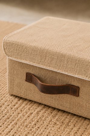 3'lü Kapaklı Jüt Düzenleyici Seti S + 2M Boy Dolap İçi Raf Banyo Tekstil Organizer Saklama Kutusu