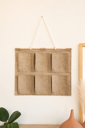Jüt 6 Cepli Askılı Duvar Organizeri 35 x 45 cm Dolap İçi, Banyo, Mutfak ve Ev Düzeni İçin Çok Amaçlı Düzenleyici