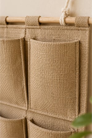 Jüt 6 Cepli Askılı Duvar Organizeri 35 x 45 cm Dolap İçi, Banyo, Mutfak ve Ev Düzeni İçin Çok Amaçlı Düzenleyici
