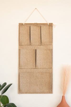 Jüt 6 Cepli Askılı Duvar Organizeri 35 x 65 cm Dolap İçi, Banyo Dikey Düzenleyici