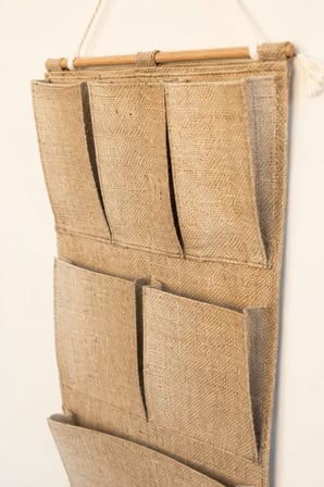Jüt 6 Cepli Askılı Duvar Organizeri 35 x 65 cm Dolap İçi, Banyo Dikey Düzenleyici