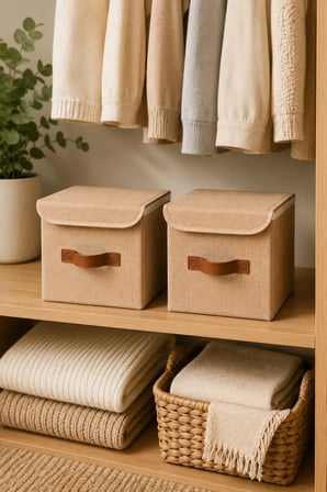 2Li Kapaklı Jüt Organizer Kutu Seti 20X20X20 Cm Katlanabilir Düzenleme Kutusu Organizer Seti Dolap, Raf Ve Banyo Düzeni İ̇Çin