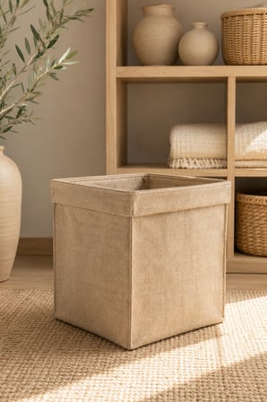 Jüt Küp Kutu 30 x 30 x 35 cm Açık Ağızlı Çok Amaçlı Dekoratif Saklama ve Düzenleyici Kutu