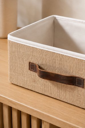 Kapaksız Jüt Düzenleyici L Boy 35x26x15 cm Dolap İçi Raf Banyo Tekstil Organizer Saklama Kutusu