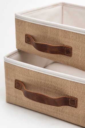 2'li Jüt Düzenleyici S-M Boy 26x20x10 + 30x23x13 cm Dolap İçi Raf Banyo Organizer Saklama Kutusu