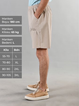 %100 Pamuk Keten Dokulu Beli Lastikli ve Bağcıklı Erkek Rahat Kalıp Bol Kesim Günlük Ev Dış Spor Giyim Büyük Beden Şort