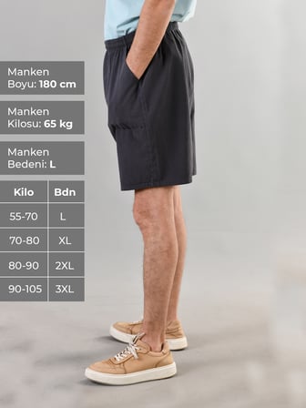 %100 Pamuk Keten Dokulu Beli Lastikli ve Bağcıklı Erkek Rahat Kalıp Bol Kesim Günlük Ev Dış Spor Giyim Büyük Beden Şort