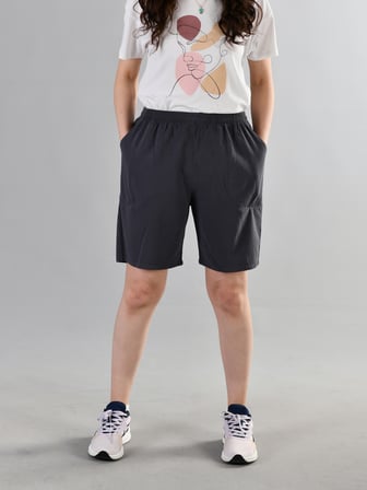 %100 Pamuk Keten Dokulu Beli Lastikli ve Bağcıklı Kadın Rahat Kalıp Bol Kesim Günlük Ev Dış Spor Giyim Büyük Beden Şort