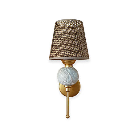 TEKLİ PERGE APLİK KREM RENGİ ÇİNİLİ RATTAN KAHVERENGİ ŞAPKALI