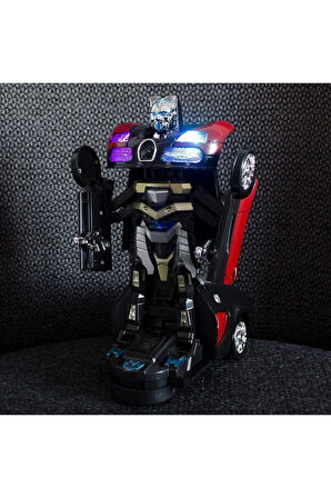 Transformers Mavi Robota Dönüşebilen Bugatti Araba Işıklı Sesli Müzikli Kendi Kendine Gezen 20 Cm