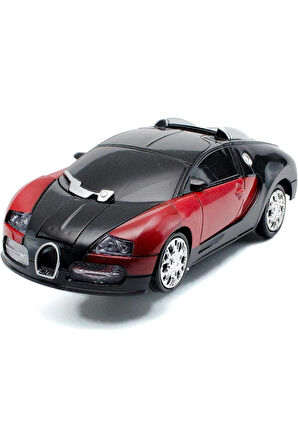 Transformers Mavi Robota Dönüşebilen Bugatti Araba Işıklı Sesli Müzikli Kendi Kendine Gezen 20 Cm