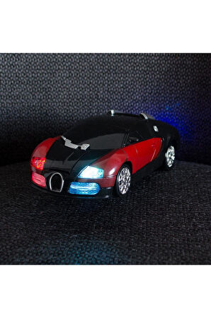 Transformers Mavi Robota Dönüşebilen Bugatti Araba Işıklı Sesli Müzikli Kendi Kendine Gezen 20 Cm