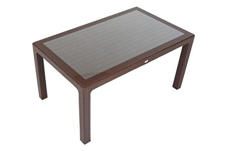 Mandella 90x150 Elit Rattan Masa (Camlı) KAHVERENGİ