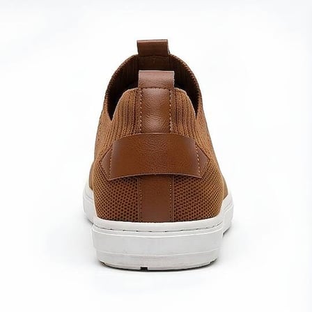 4224 Erkek Slip-On - Full Triko Örgü Termo Taban Sneaker Taba - Beyaz