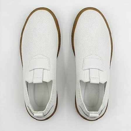 4224 Erkek Slip-On - Full Triko Örgü Termo Taban Sneaker Beyaz - Taba