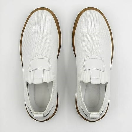 4224 Erkek Slip-On - Full Triko Örgü Termo Taban Sneaker Beyaz - Taba