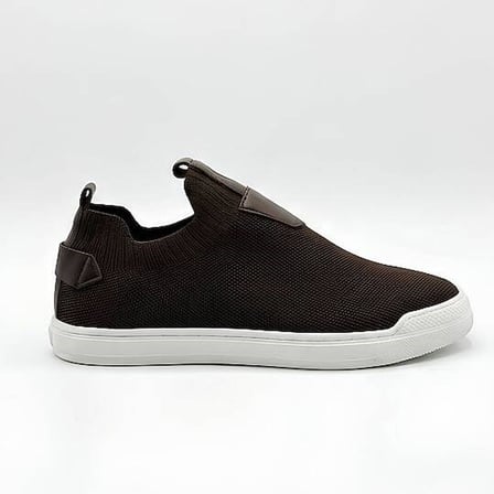 4224 Erkek Slip-On - Full Triko Örgü Termo Taban Sneaker Kahverengi