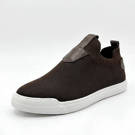 4224 Erkek Slip-On - Full Triko Örgü Termo Taban Sneaker Kahverengi