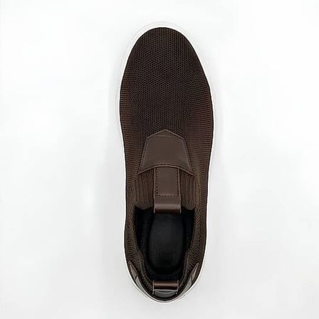 4224 Erkek Slip-On - Full Triko Örgü Termo Taban Sneaker Kahverengi