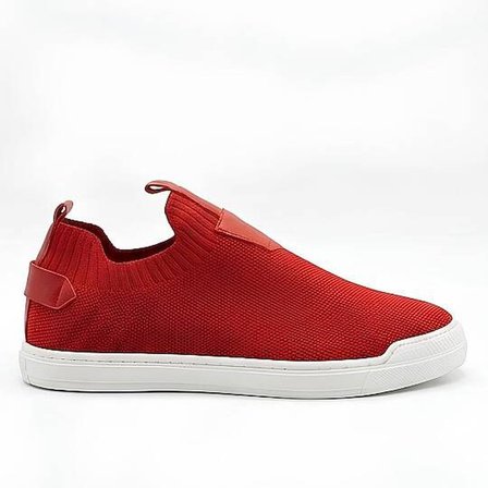 4224 Erkek Slip-On - Full Triko Örgü Termo Taban Sneaker Kırmızı