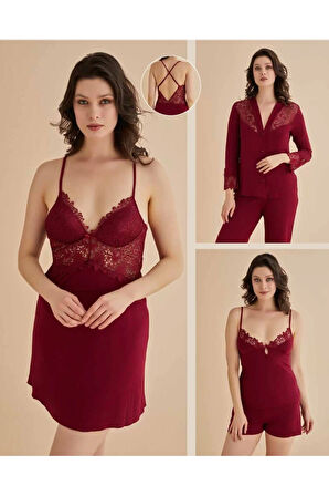 Kadın Penye 6'lı Gecelik Sabahlık Pijama Takımı Hediyelik & Çeyiz Seti D1.01.LL.02.013