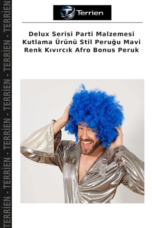 Delux Serisi Parti Malzemesi Kutlama Ürünü Stil Peruğu Mavi Renk Kıvırcık Afro Bonus Peruk