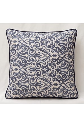 Duck Kumaş Etnik Desenli Kırlent Kılıfı Ve Kırlent Dolgusu Seti 41 x 41 cm - Lacivert Beyaz