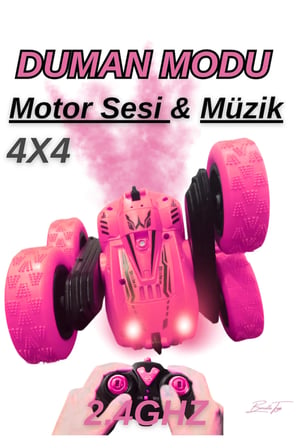 Uzaktan Kumandalı Duman Modlu Işıklı Şarjlı Motor Sesli Müzikli 2.4ghz Akrobat Araba