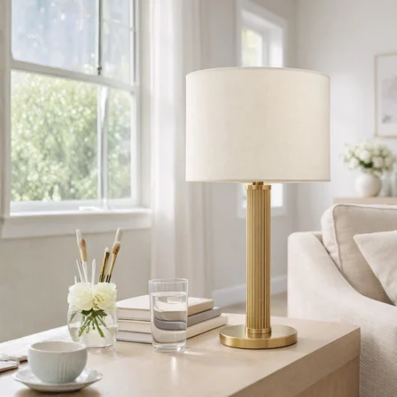 Dune Eskitme Gold Gövde Krem Başlık Dekoratif Abajur