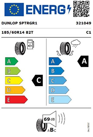 Dunlop 185/60 R14 TL 82T SP TOURING R1 Yaz Lastiğidir (Üretim Tarihi:2024)