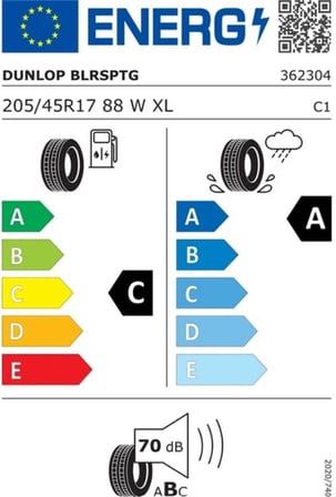 Dunlop 205/45 R17 TL 88W XL BLUE RESPONSE TG Yaz Lastiği (Üretim Tarihi:2026)
