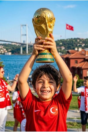 SÜPRİZ HEDİYELİ DÜNYA KUPASI 30 CM GOLD KAPLAMA VE YEŞİL ŞERİTLERLE