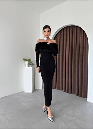 Bestia Straplez Tüy Detaylı Elbise