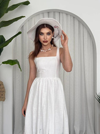 Mazi Çiçek Desenli Elbise