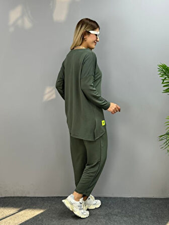 Kadın Iki Iplik Viskon Pamuk Kumaş Arma Detaylı Ikili Takım