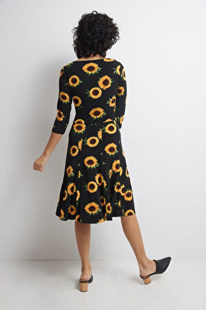 Kadın Fakir Kol Bisiklet Yaka Midi Mikro Elbise