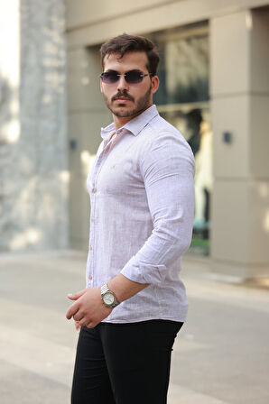 Erkek Pamuklu Keten Gömlek