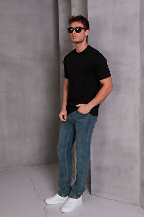 Erkek Relax Fit Bisiklet Yaka %100 Pamuk Rahat Kesim Basic Tişört