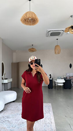 Kadın Polo Yaka Mini Elbise