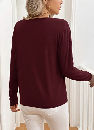 Kadın Uzun Kollu V Yakalı Viskon Iki Iplik Bluz
