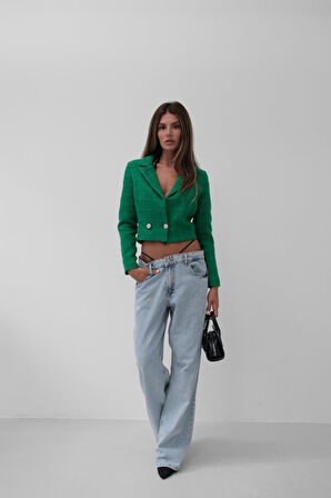 Tüvit Crop Blazer Ceket