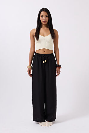 Aksesuar Detay Keten Pantolon