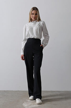 Beli Yarım Lastikli Palazzo Pantolon - Lacivert