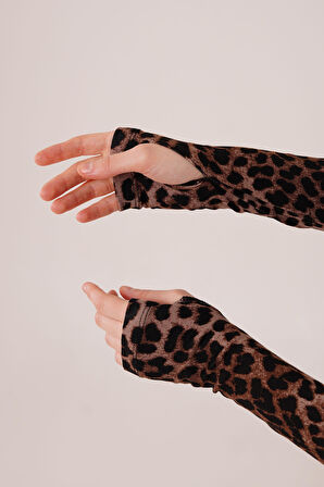 Leopar Desen Basic Bluz